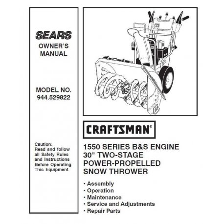 Craftsman snowblower Parts Manual 944.529822
