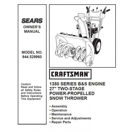 Craftsman snowblower Parts Manual 944.529960