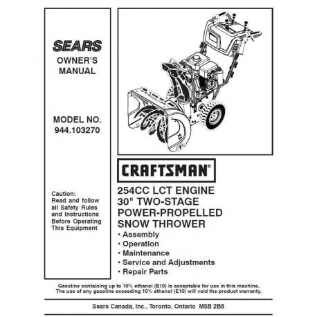 Manuel de souffleuse Craftsman 944.103270
