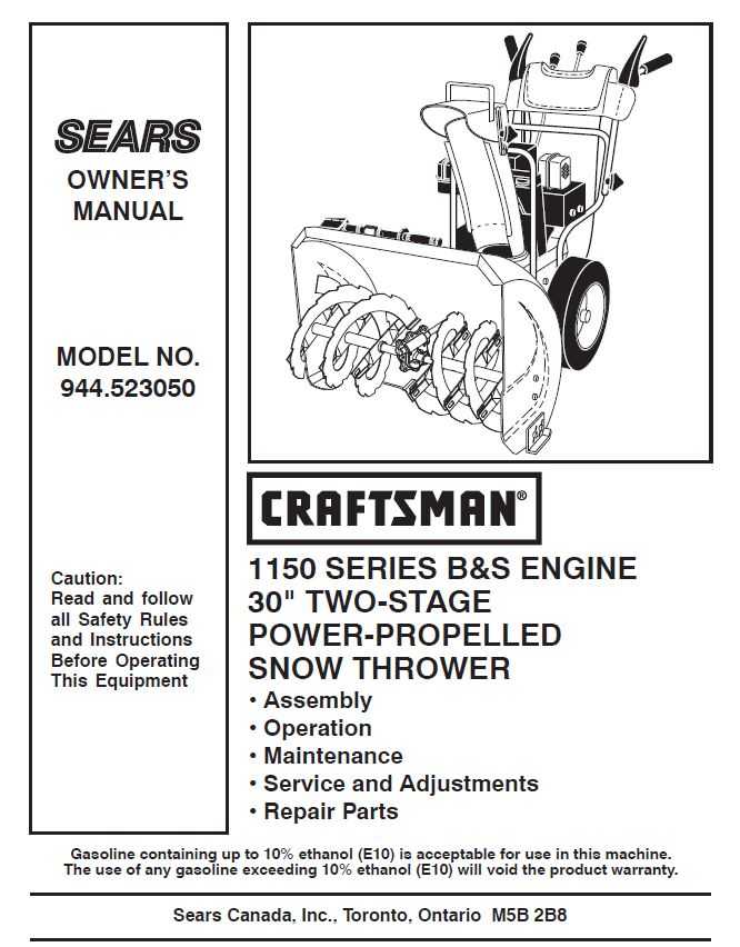 Craftsman Snowblower Parts Manual 944 523050
