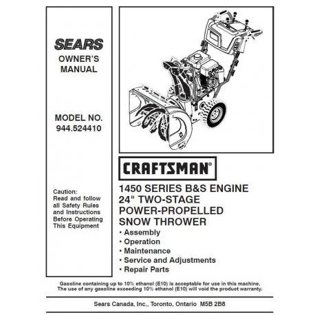 Manuel de souffleuse Craftsman 944.524410