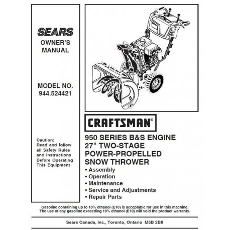 Manuel de souffleuse Craftsman 944.524421