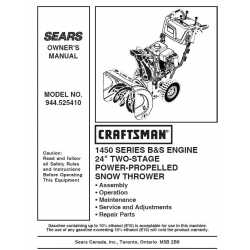 Craftsman snowblower Parts Manual 944.525410