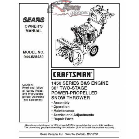 Craftsman snowblower Parts Manual 944.525432