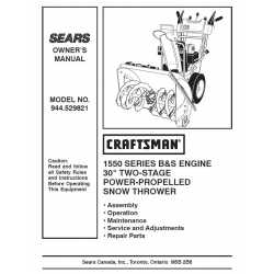 Craftsman snowblower Parts Manual 944.529821