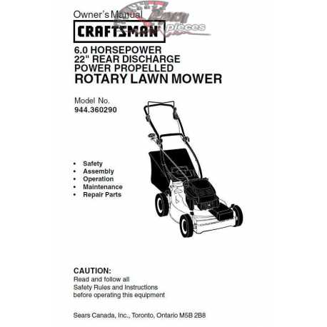 Craftsman lawn mower parts Manual 944.360290