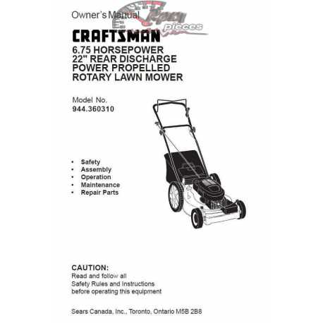 Craftsman lawn mower parts Manual 944.360310