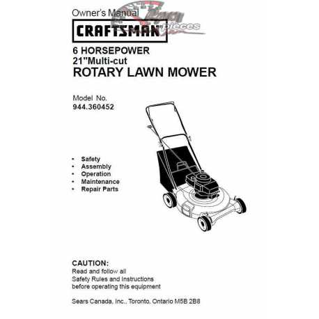 Craftsman lawn mower parts Manual 944.360452