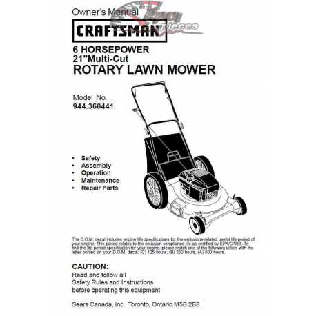 Craftsman lawn mower parts Manual 944.360441