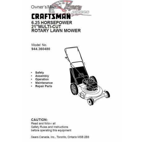 Craftsman lawn mower parts Manual 944.360480