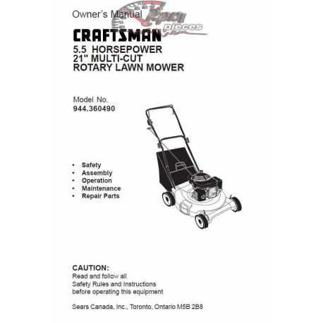 Craftsman lawn mower parts Manual 944.360490