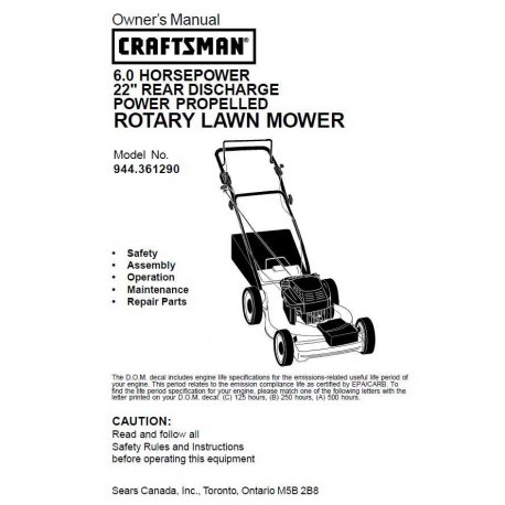 Craftsman lawn mower parts Manual 944.360080