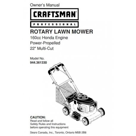 Craftsman lawn mower parts Manual 944.361330