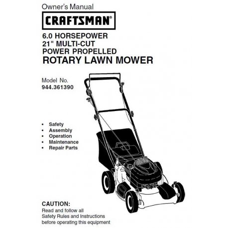 Craftsman Lawn Mower Parts Manual 944