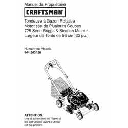 Manuel de tondeuse Craftsman 944.363420