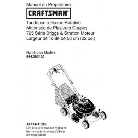 Craftsman lawn mower parts Manual 944.363420