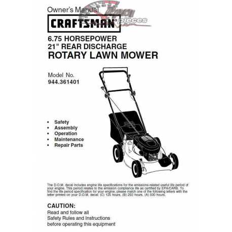 Craftsman lawn mower parts Manual 944.361401
