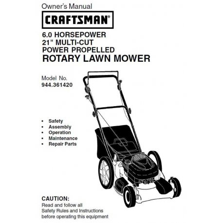 Manuel de tondeuse Craftsman 944.361420