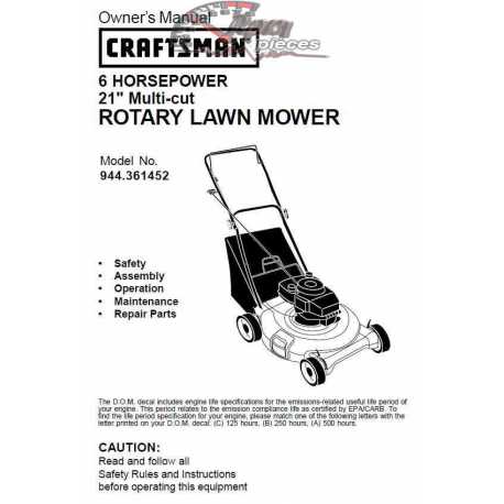 Craftsman lawn mower parts Manual 944.361452