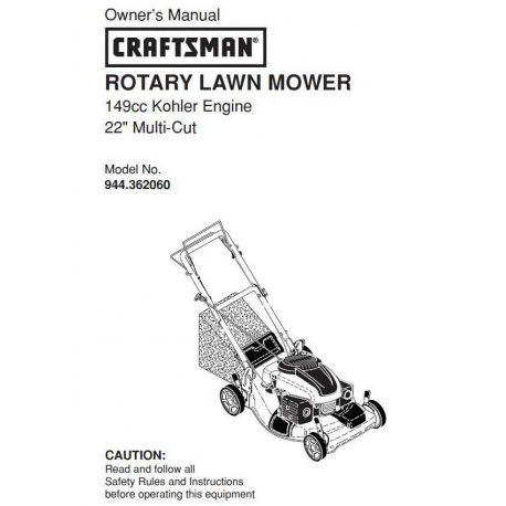 Craftsman lawn mower parts Manual 944.362060