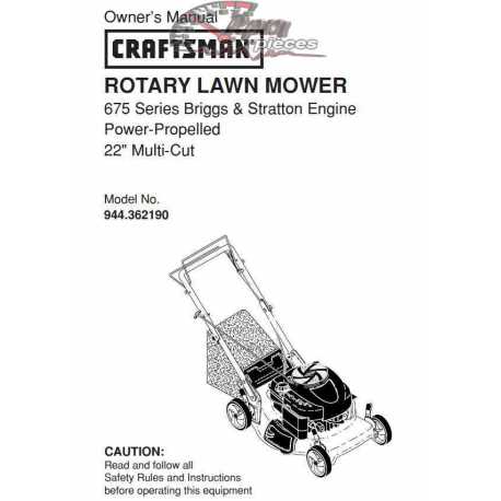 Craftsman lawn mower parts Manual 944.362190