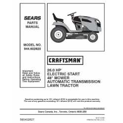 Manuel de pièces tracteur Craftsman 944.602820