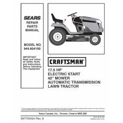 Manuel de pièces tracteur Craftsman 944.604150