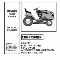Manuel de pièces tracteur Craftsman 944.602830
