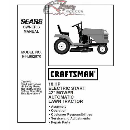 Craftsman Tractor Parts Manual 944.602870