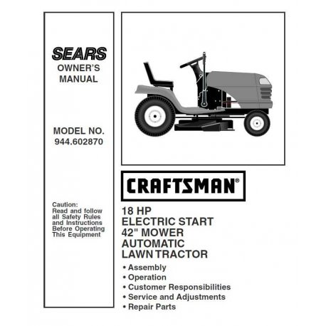 Manuel de pièces tracteur Craftsman 944.602870