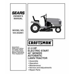 Manuel de pièces tracteur Craftsman 944.602881