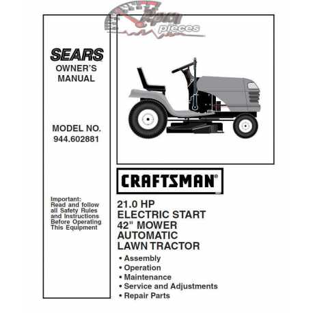 Craftsman Tractor Parts Manual 944.602881