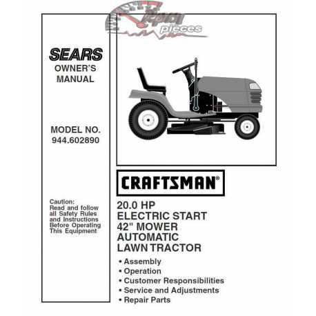 Craftsman Tractor Parts Manual 944.602890