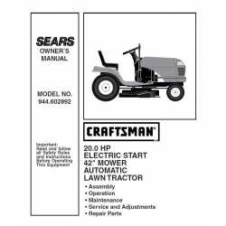 Manuel de pièces tracteur Craftsman 944.602892