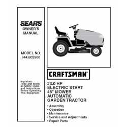 Craftsman Tractor Parts Manual 944.602900