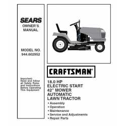 Craftsman Tractor Parts Manual 944.602952
