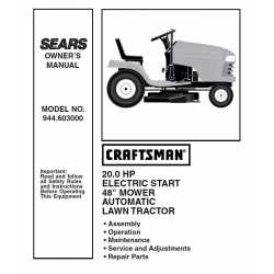 Manuel de pièces tracteur Craftsman 944.603000