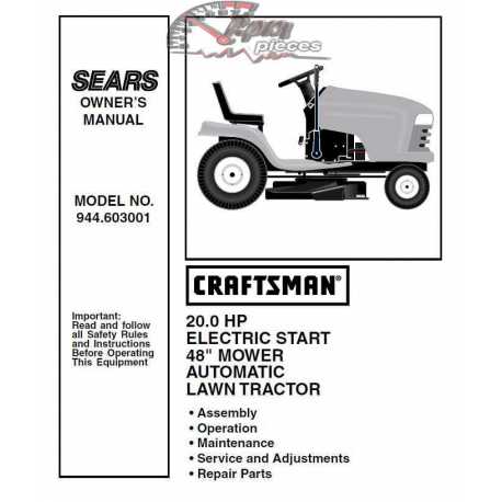Craftsman Tractor Parts Manual 944.603001