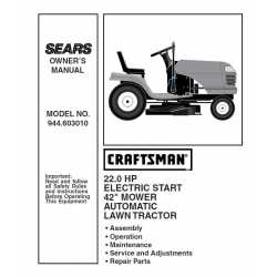 Craftsman Tractor Parts Manual 944.603010