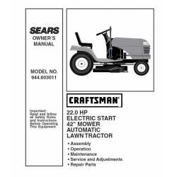 Craftsman Tractor Parts Manual 944.603011