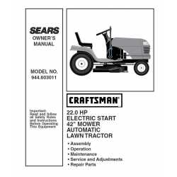 Manuel de pièces tracteur Craftsman 944.603011