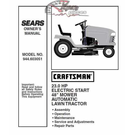 Manuel de pièces tracteur Craftsman 944.603051