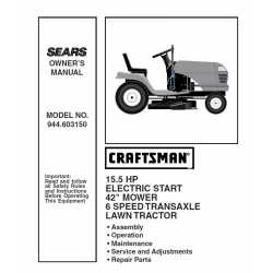 Manuel de pièces tracteur Craftsman 944.603150