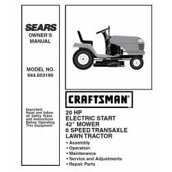 Manuel de pièces tracteur Craftsman 944.603190