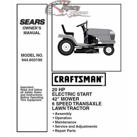 Craftsman Tractor Parts Manual 944.603190