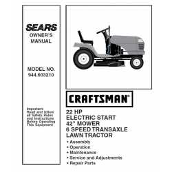 Manuel de pièces tracteur Craftsman 944.603210