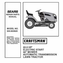 Manuel de pièces tracteur Craftsman 944.603620