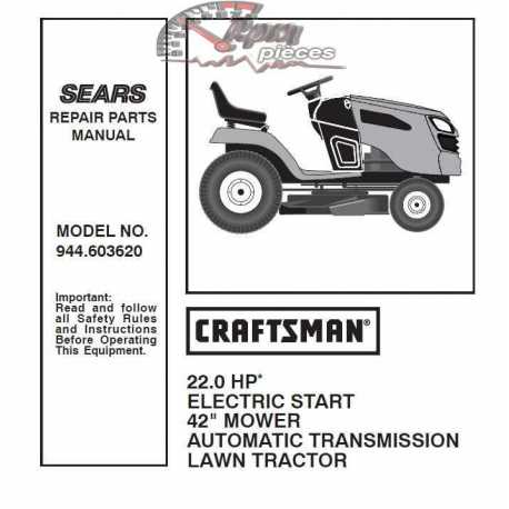 Manuel de pièces tracteur Craftsman 944.603620