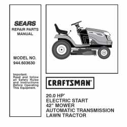 Craftsman Tractor Parts Manual 944.603630