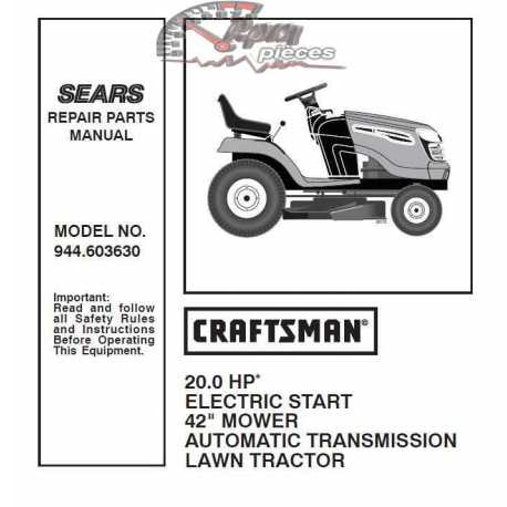 Manuel de pièces tracteur Craftsman 944.603630